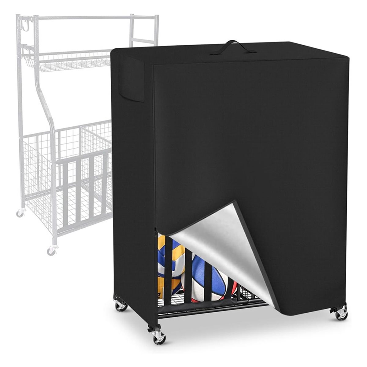Sports Equipment Storage Rack - バスケットボールラックカバー ガレージ スポーツ用品オーガナイザーカバー ボール収納ラック用 防水・防塵バッグ