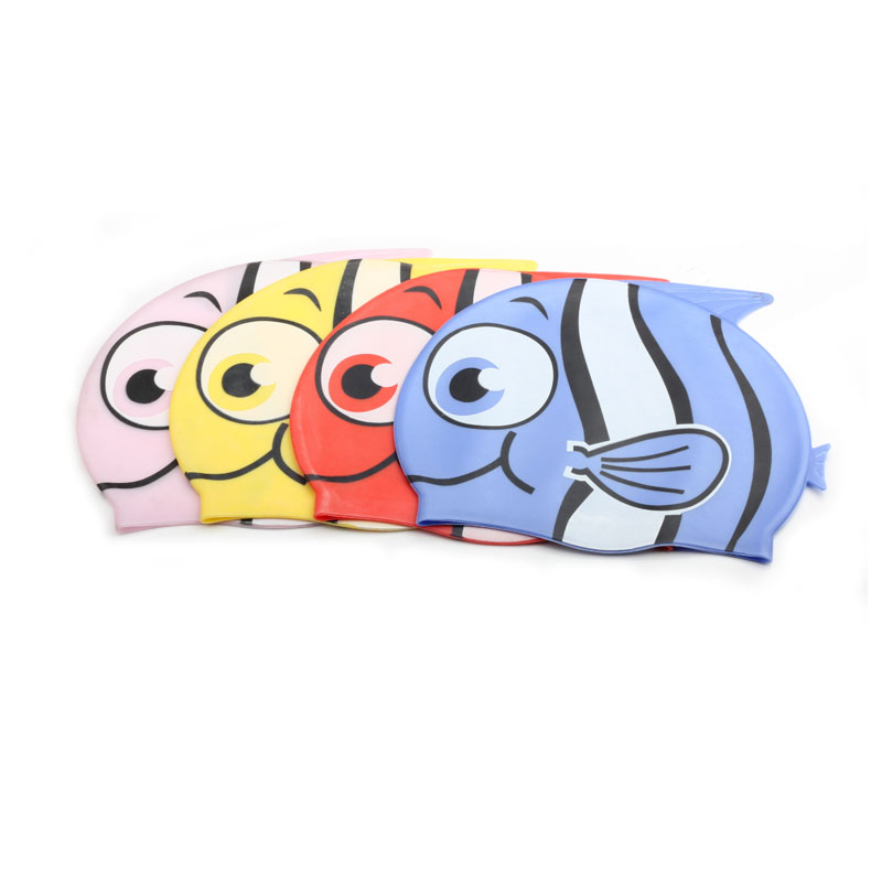 Swim Cap Silicone - 男の子女子シリコーン弾性水泳キャップ防水子供水泳プールキャップ子供の耳保護熱帯魚漫画ダイビング帽子