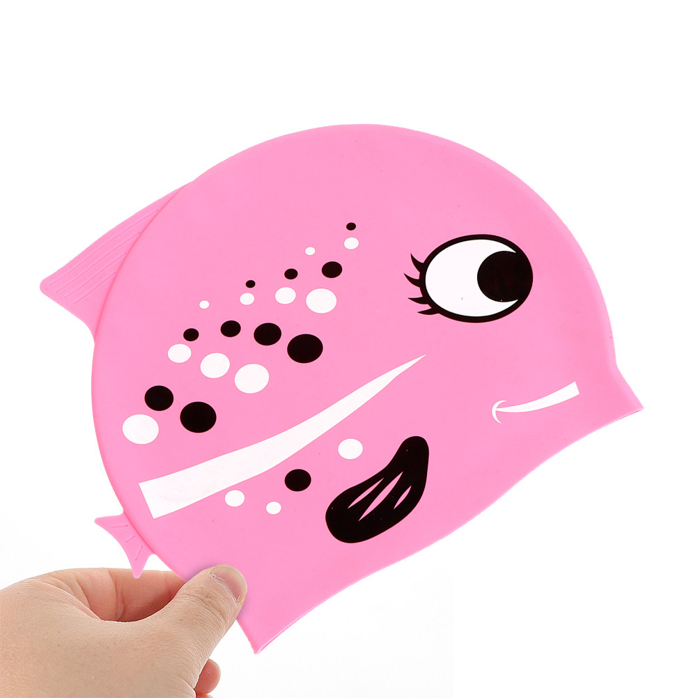 Swim Cap Silicone - 2 個子供用シリコン水泳キャップかわいい魚柄防水快適フィット水泳帽子子供幼児ユニセックスプールビーチ使用