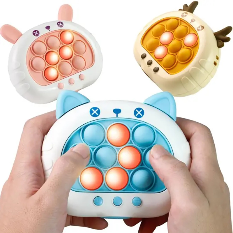 Sports Equipment Factory - 3色1個入り 電子ポップクイックプッシュバブルゲームマシン 子供向け漫画楽しいスクイーズ玩具 ストレス解消感覚バブル玩具ギフト