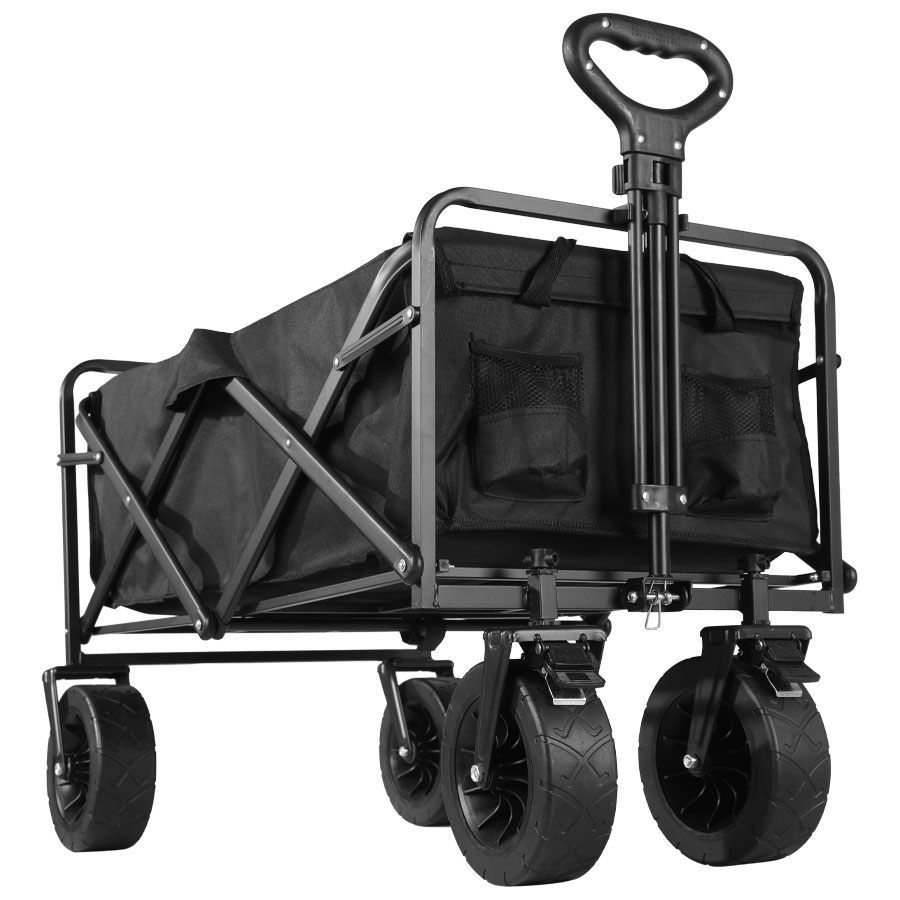 Sports Equipment Cart - 大型耐荷重ヘビーデューティーワゴンカート折りたたみ式ワゴン、屋外ガーデンビーチワゴン、カップホルダー付きキャンプ用品