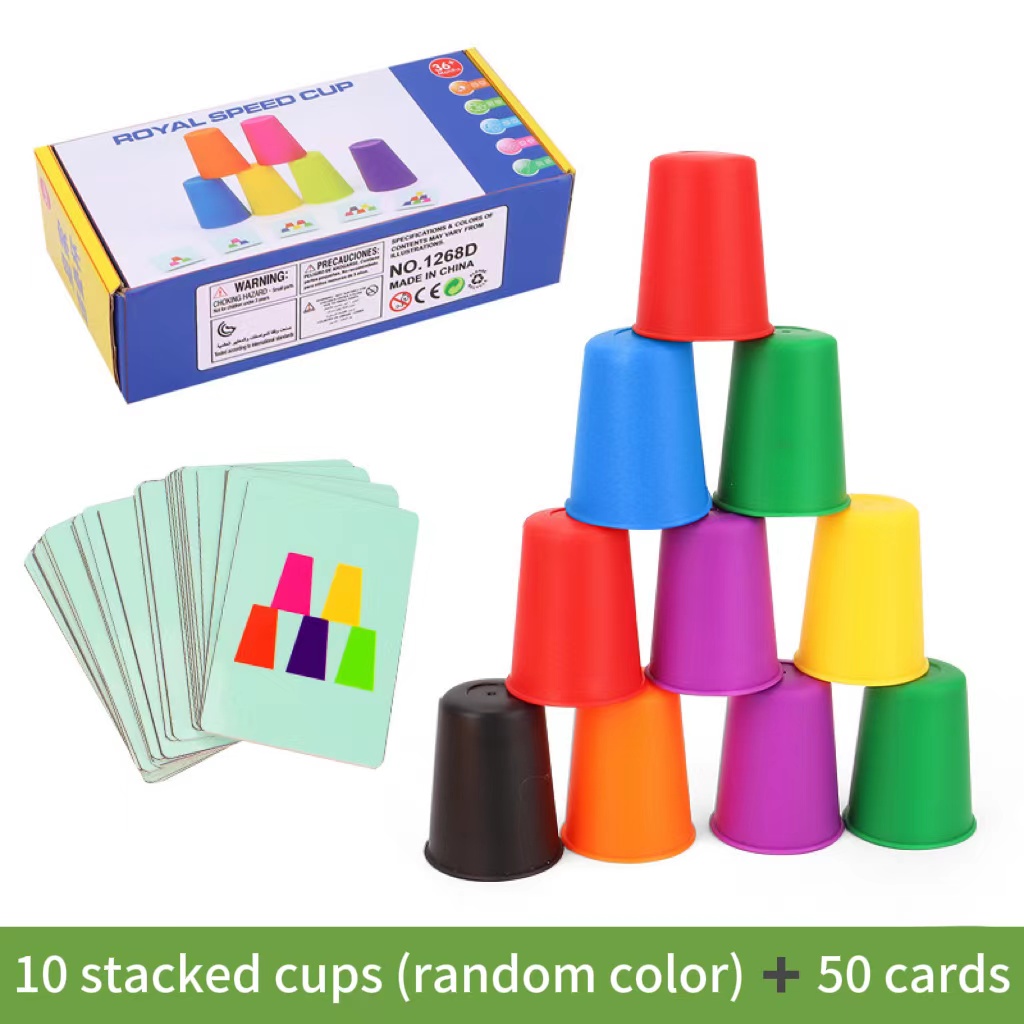 Sports Equipment For Kindergarten - モンテッソーリおもちゃミニスタックカップゲームカード教育知的啓発色認知ロジックトレーニング子供