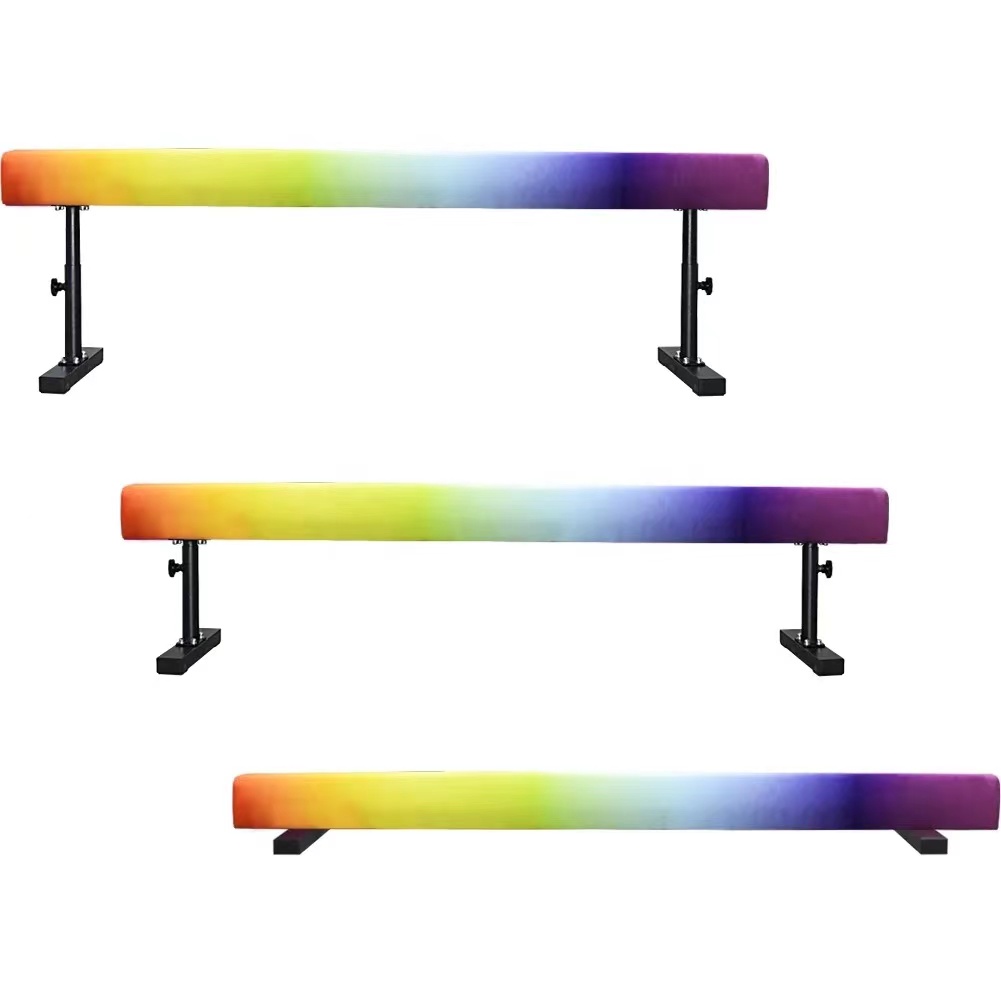 Gymnastics Beam Floor - 調整可能なバランスビーム体操トレーニング器具、脚付きスエード製バランスビーム、高床・低床ジムトレーニング用