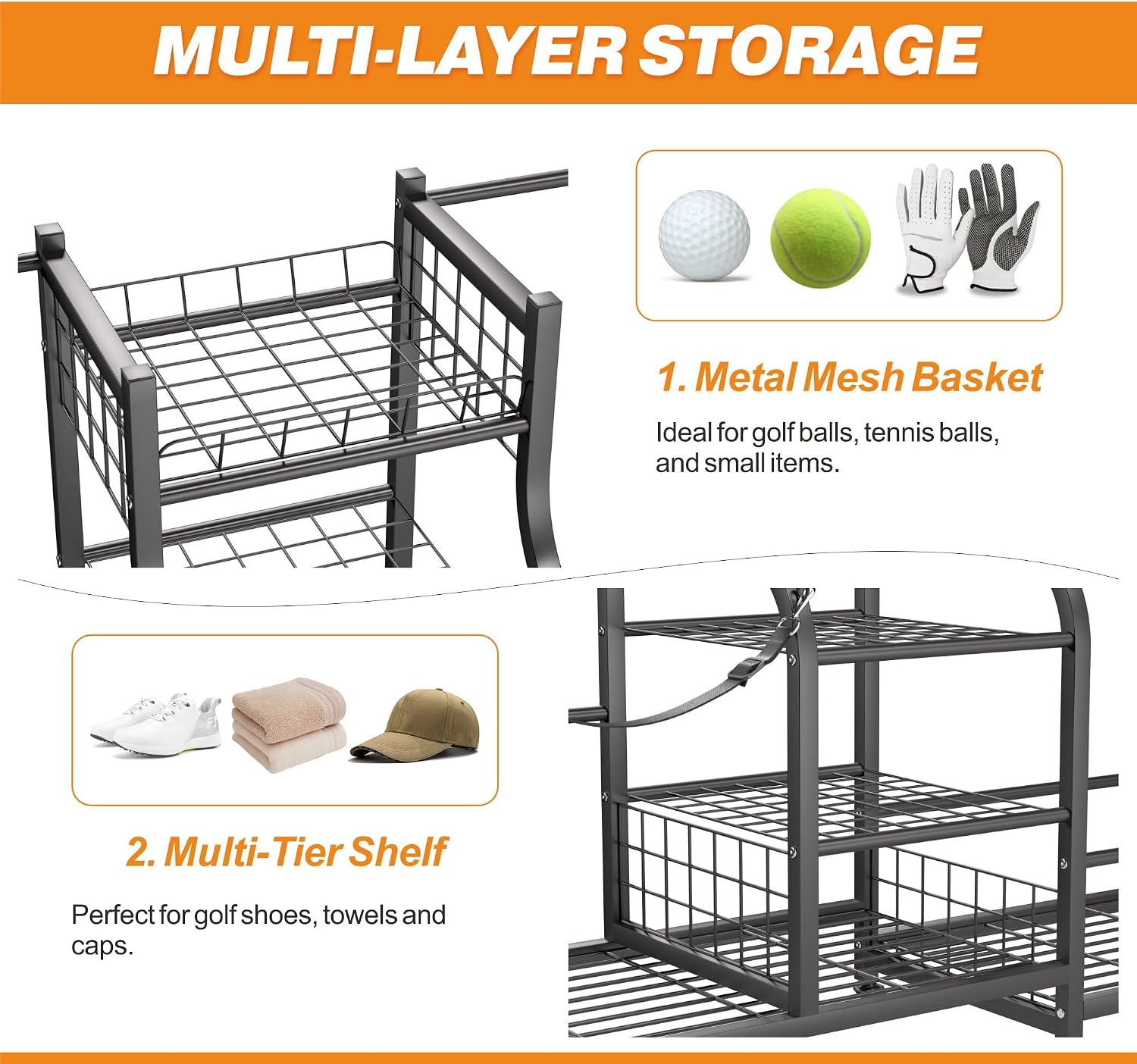 ゴルフバッグ収納ラックオーガナイザー 高耐久ゴルフバッグホル - Sports Equipment Storage Rack のレビューと価格