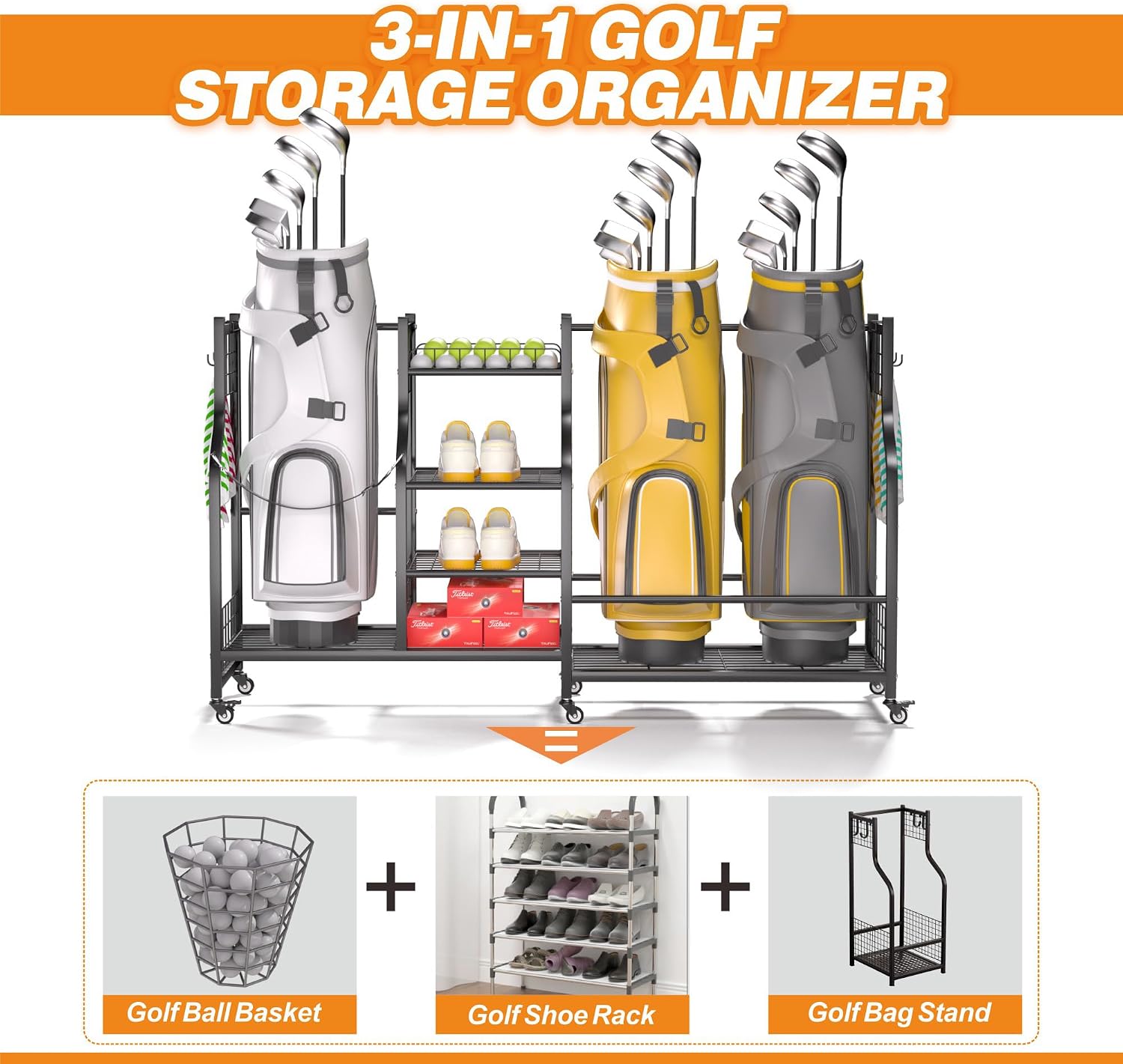 ゴルフバッグ収納ラックオーガナイザー 高耐久ゴルフバッグホル - Sports Equipment Storage Rack のレビューと価格