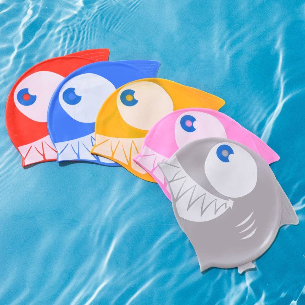 高品質シリコーン水泳キャップ防水漫画サメ水泳用品耐久性のある - Swim Cap Silicone のレビューと価格
