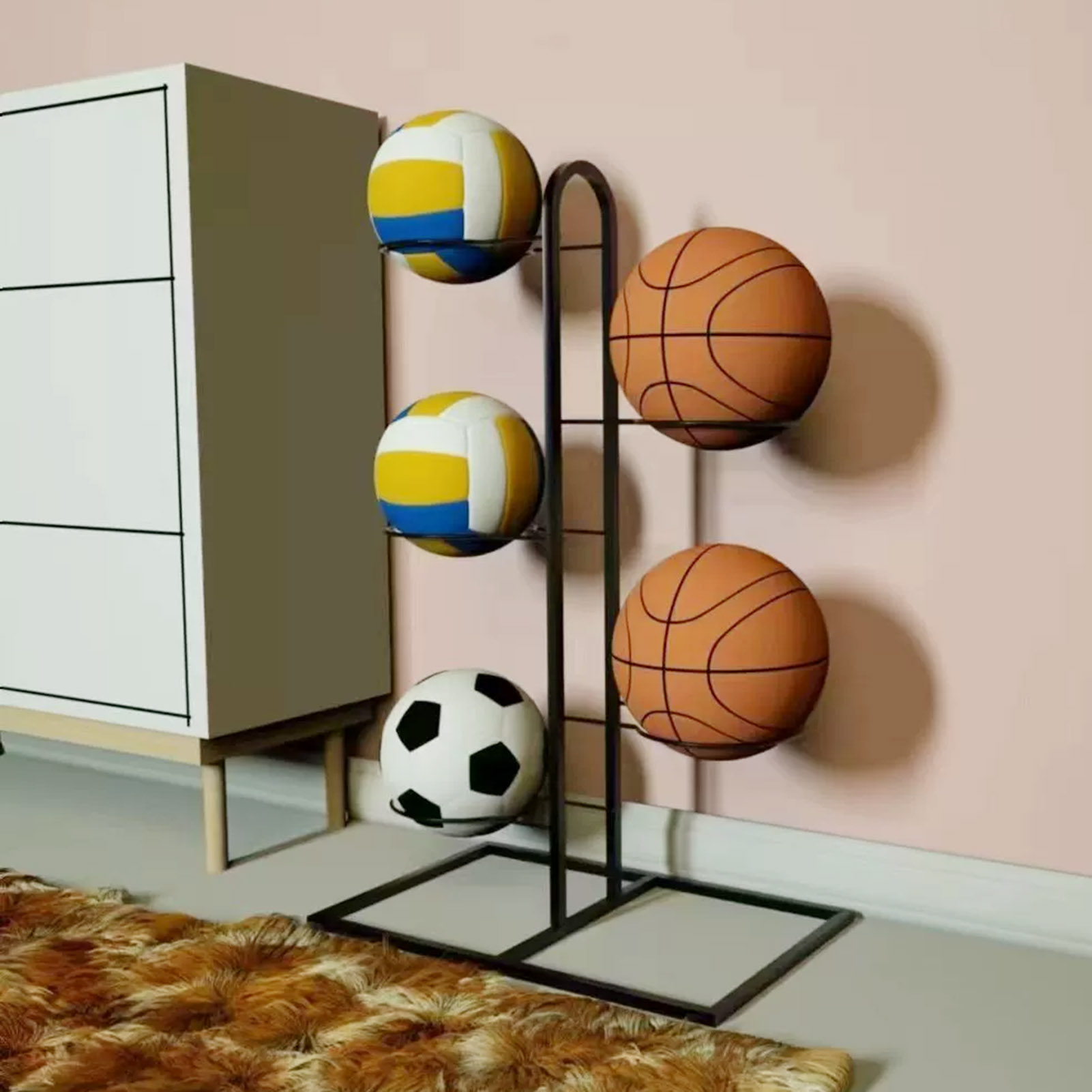 折りたたみ式バスケットボールラック多層収納オーガナイザーバス - Sports Equipment Storage Rack のレビューと価格