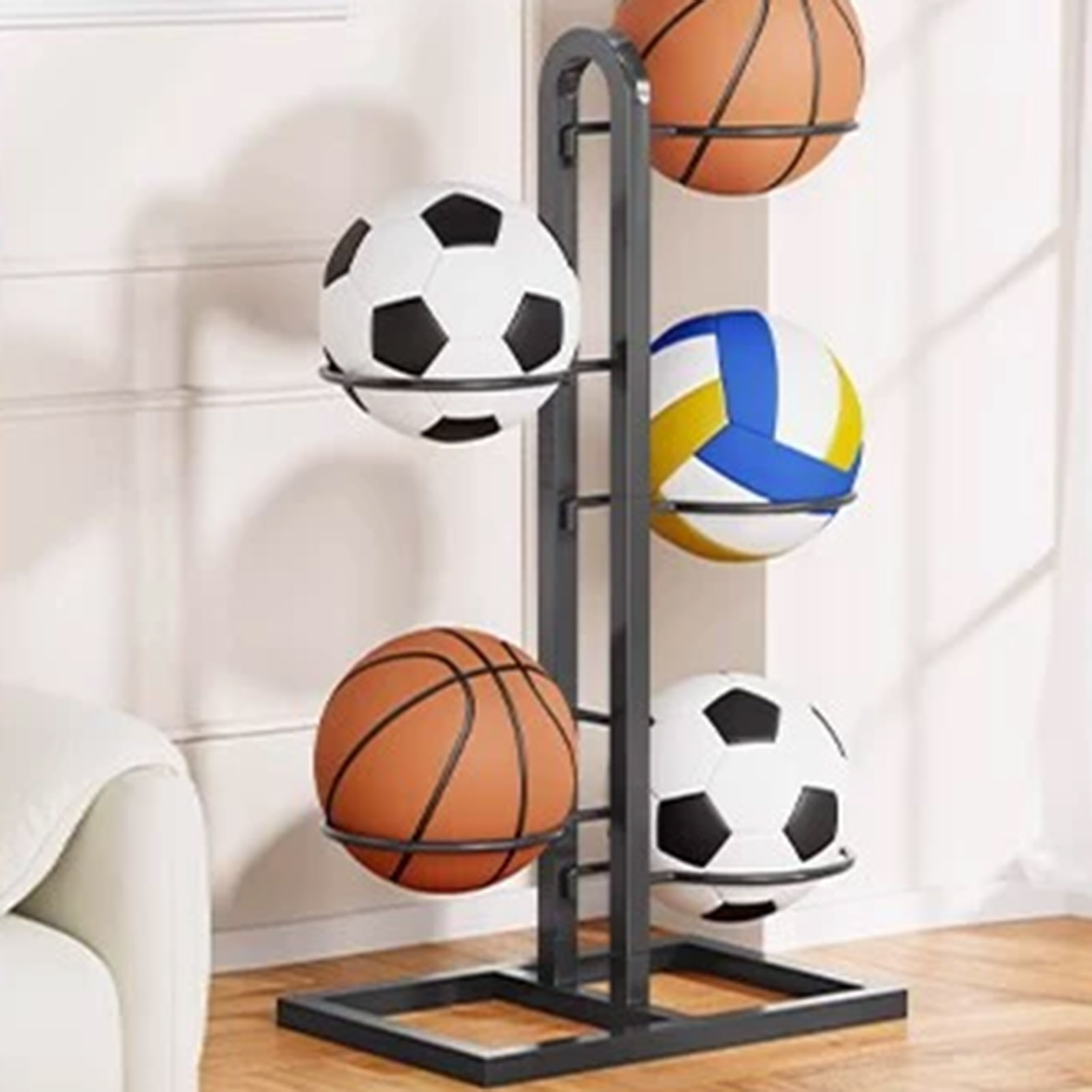 折りたたみ式バスケットボールラック多層収納オーガナイザーバス - Sports Equipment Storage Rack のレビューと価格