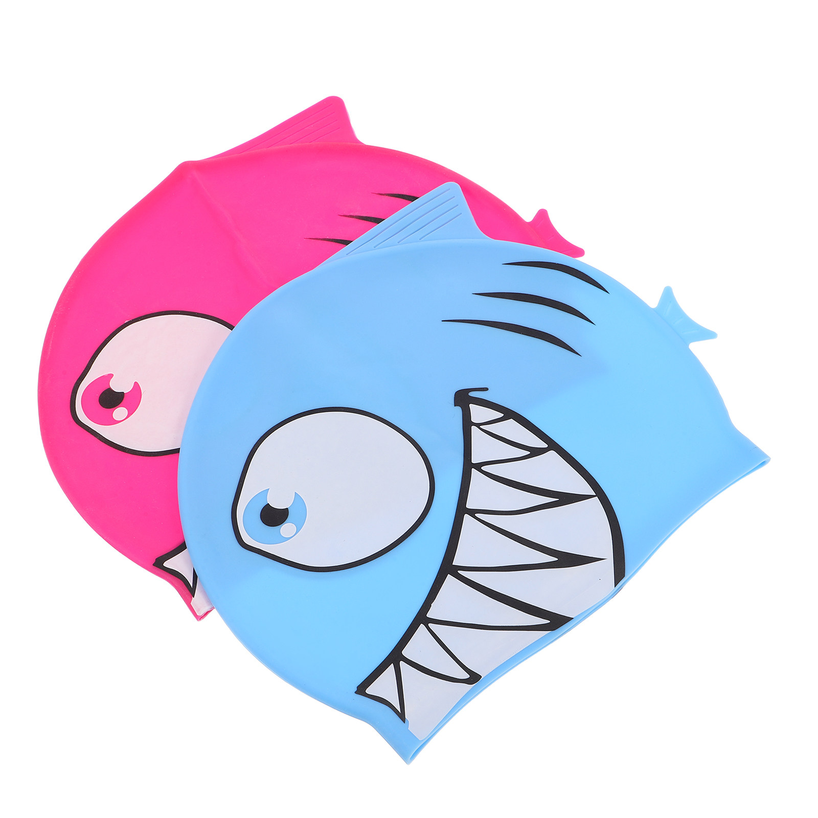 2 個のシリコン水泳キャップ漫画の魚のデザイン伸縮性のある防 - Swim Cap Silicone のレビューと価格