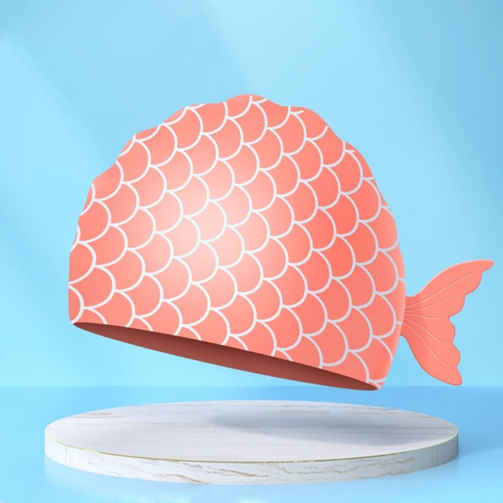 かわいい魚子供用水泳キャップ漫画耳保護シリコーン水泳キャップ - Swim Cap Silicone のレビューと価格