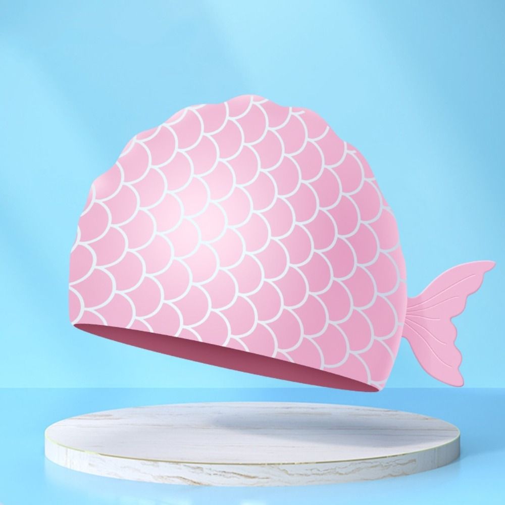 かわいい魚子供用水泳キャップ漫画耳保護シリコーン水泳キャップ - Swim Cap Silicone のレビューと価格