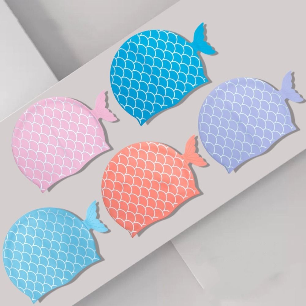かわいい魚子供用水泳キャップ漫画耳保護シリコーン水泳キャップ - Swim Cap Silicone のレビューと価格