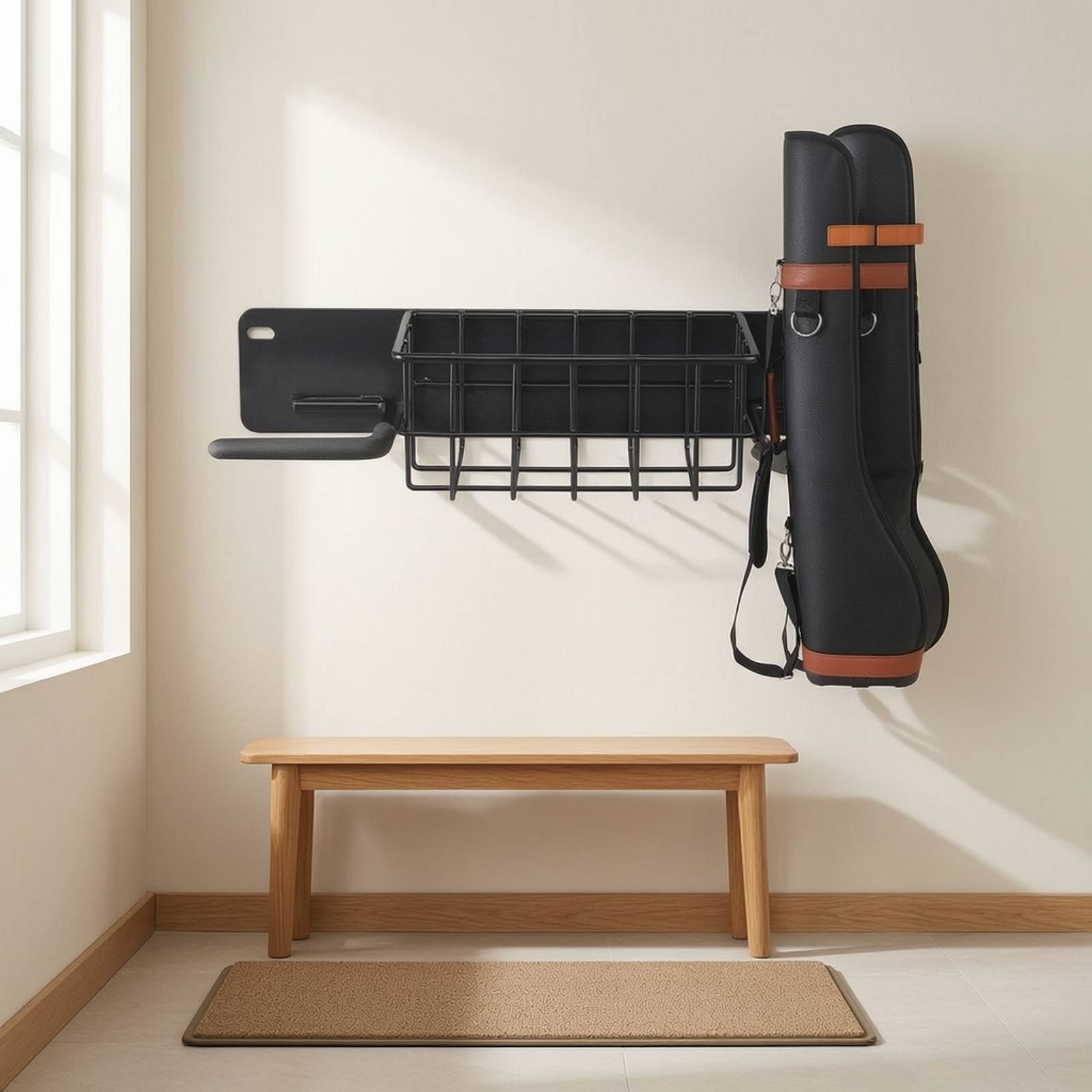 ゴルフ収納ラック 壁掛けゴルフラック バスケット付き スポー - Sports Equipment Storage Rack のレビューと価格