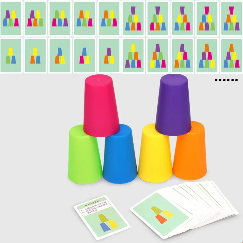 モンテッソーリおもちゃミニスタックカップゲームカード教育知的 - Sports Equipment For Kindergarten のレビューと価格