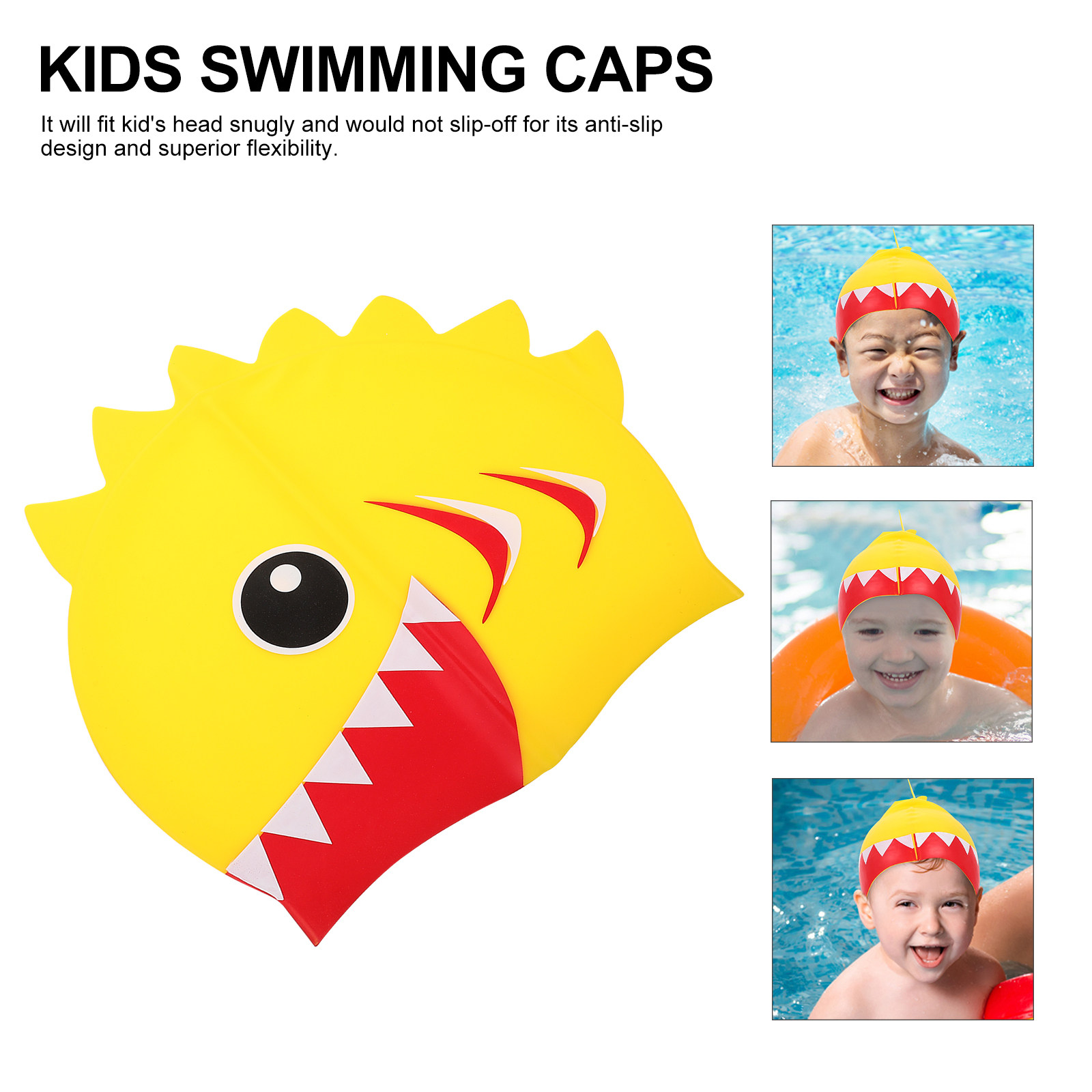 子供用シリコンスイムキャップ防水水泳帽子漫画デザイン着用しや - Swim Cap Silicone のレビューと価格