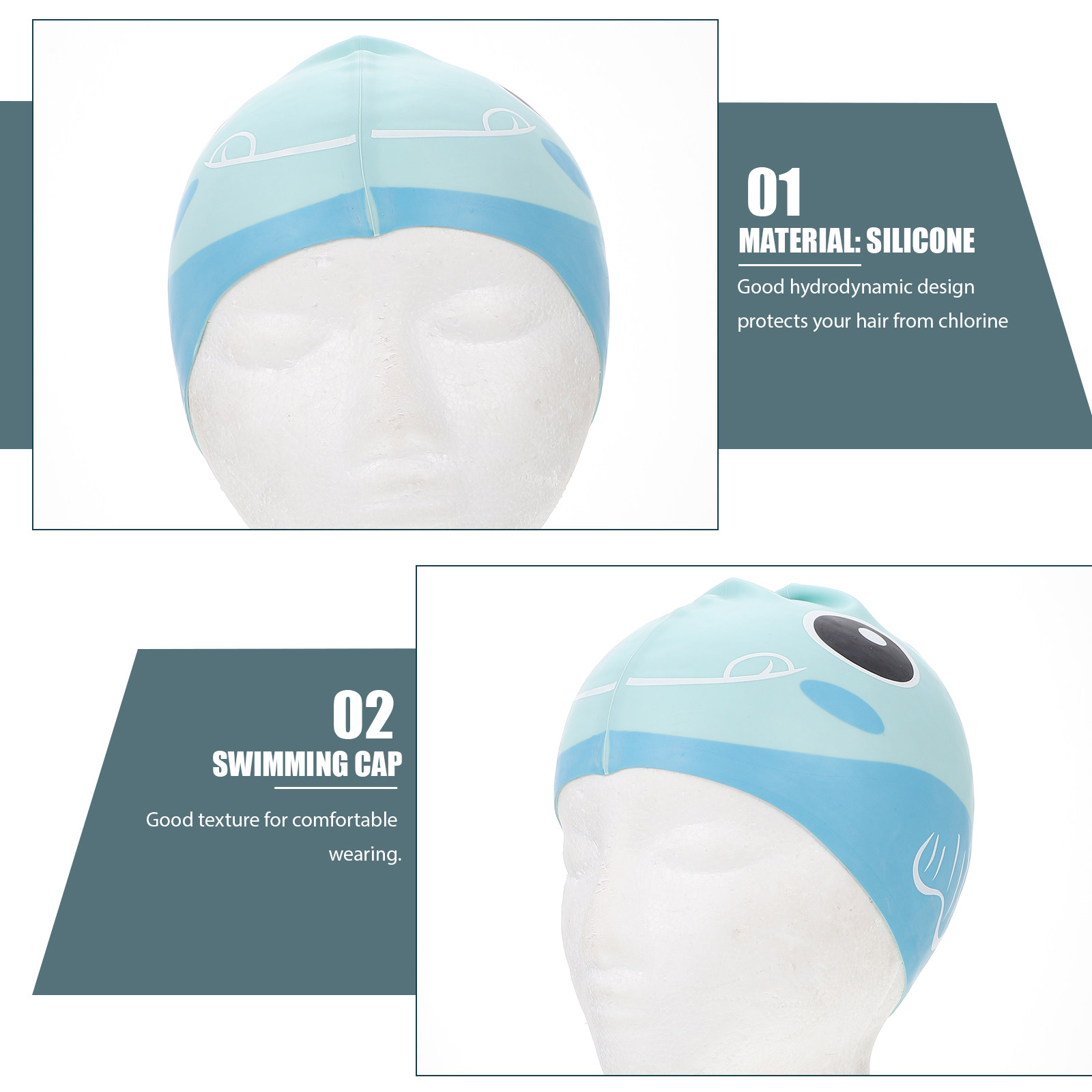 シリコーン水泳キャップ漫画子供用帽子拡張つば防水軽量柔軟で快 - Swim Cap Silicone のレビューと価格