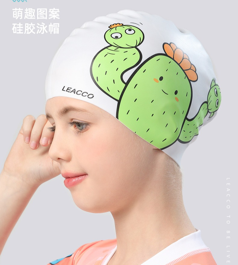 防水シリコン水泳帽 子供用 耳保護 かわいい漫画柄 水泳帽子 - Swim Cap Silicone のレビューと価格