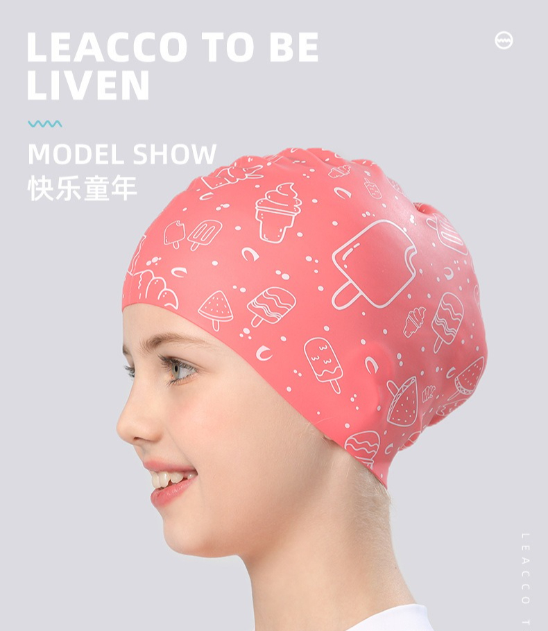 防水シリコン水泳帽 子供用 耳保護 かわいい漫画柄 水泳帽子 - Swim Cap Silicone のレビューと価格
